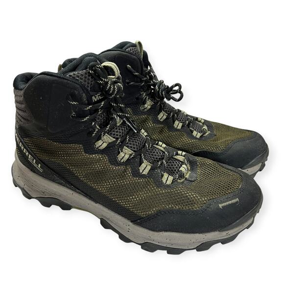 Merrell Speed Strike Mid Weatherproof Trail Hiking Boots SIZE 10 Olive Shoes - Picture 1 of 12